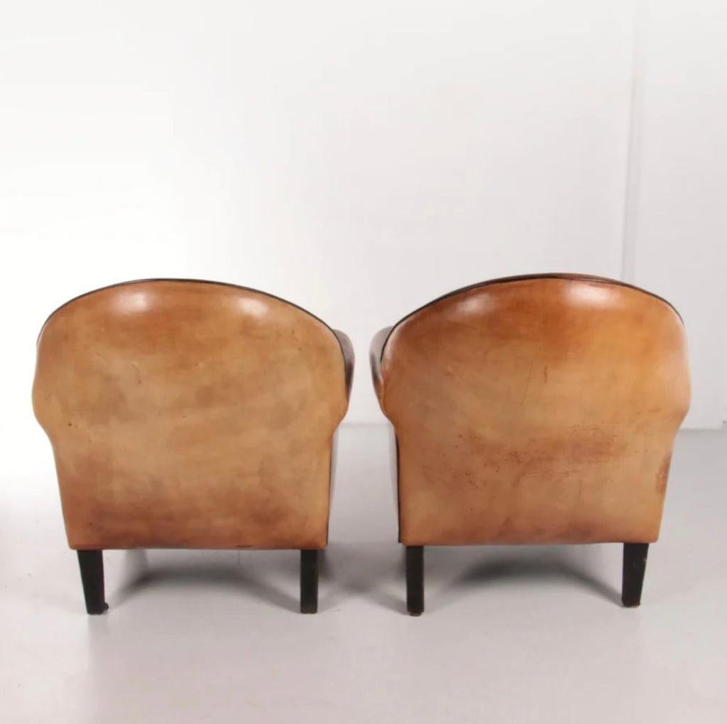 Late 20th Century Pair of Sheepskin Leather Chairs