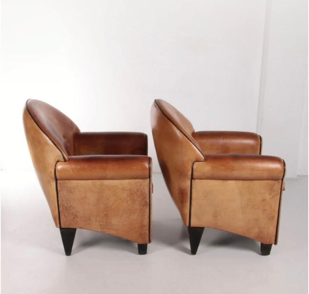 Pair of Sheepskin Leather Chairs 4