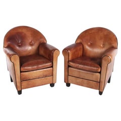 Pair of Sheepskin Leather Chairs