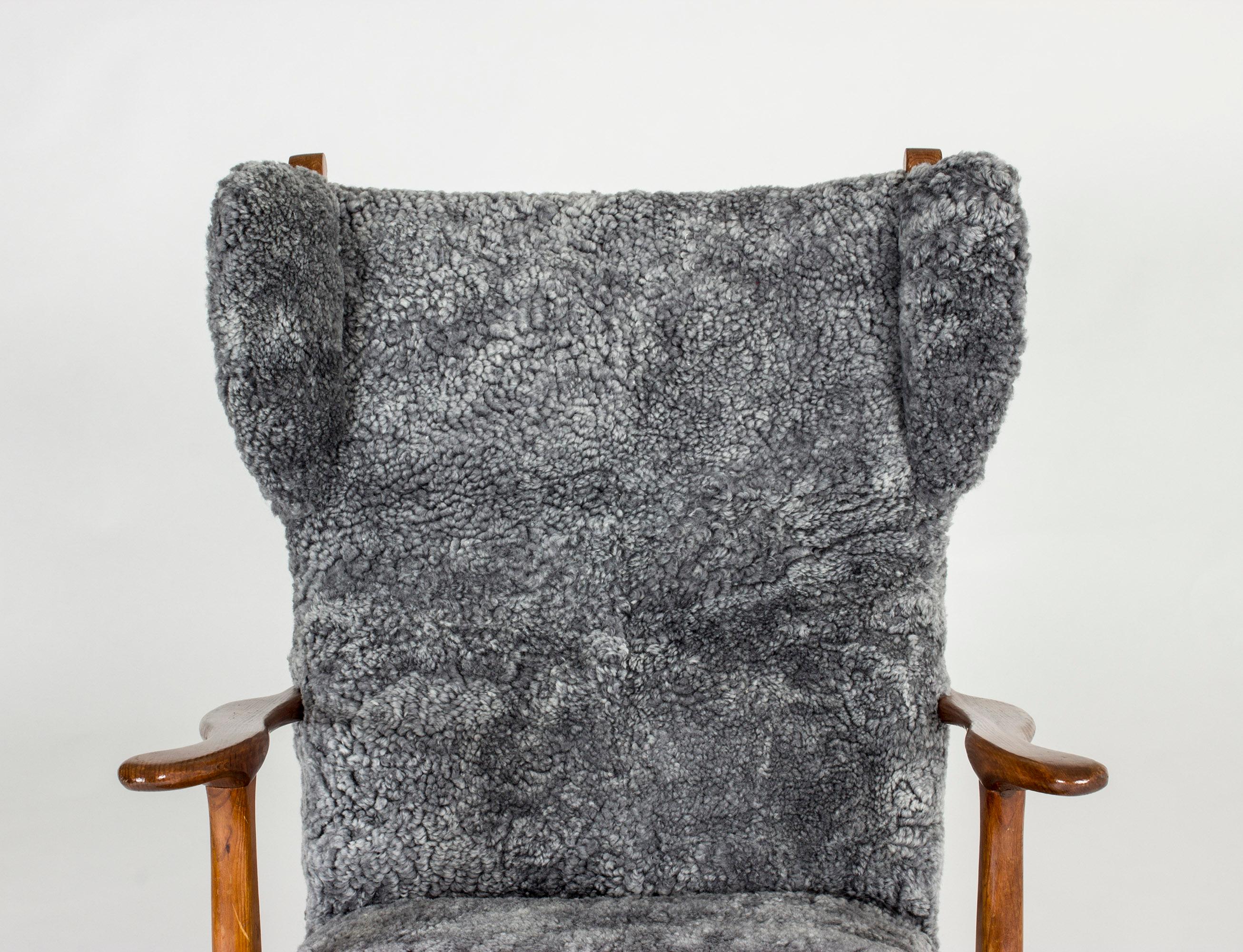 Pair of Sheepskin Lounge Chairs by Gunnar Göperts 2