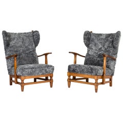 Pair of Sheepskin Lounge Chairs by Gunnar Göperts