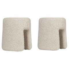 Coppia di Pouf in pelle di pecora Moonlight Sequoia di Space Copenhagen per Fredericia