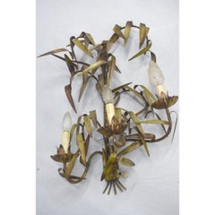Pair of Sheet Metal Sconces Like Bamboo Leaf, 1960