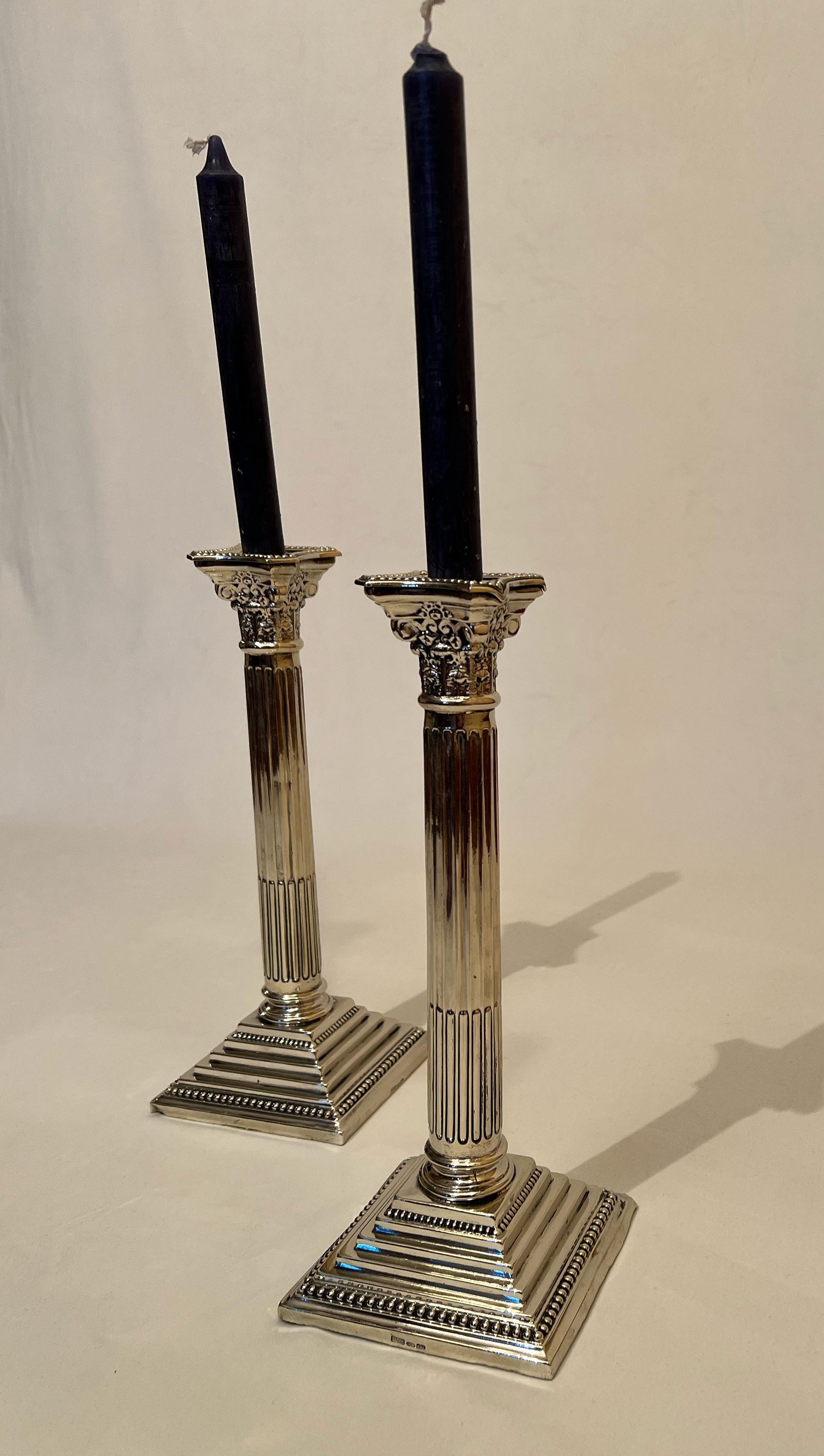 British Pair of Sheffield Empire-style candelabra punched at base For Sale