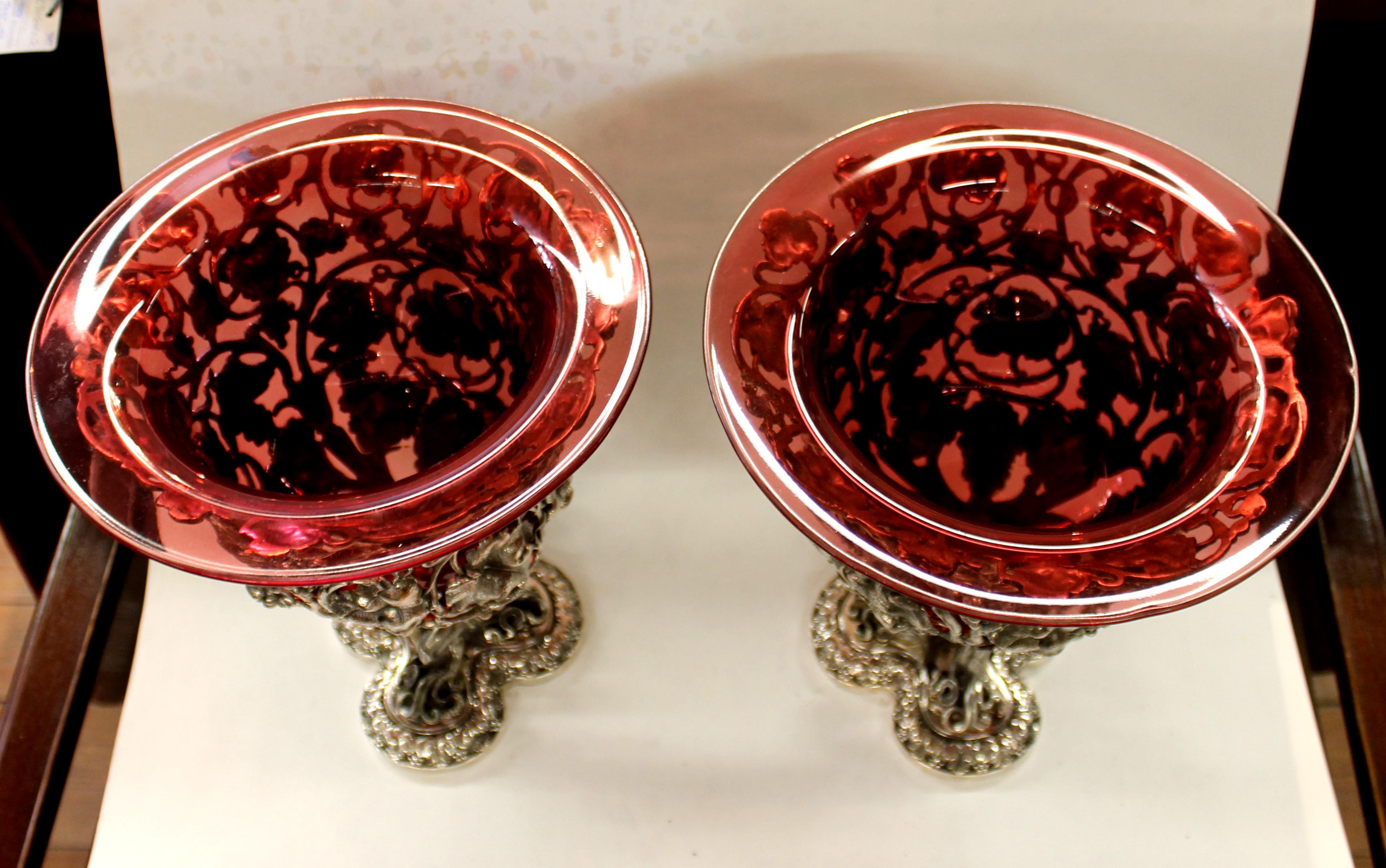 Cast Pair of Sheffield Silver Plate Rococo Style Wine Coolers