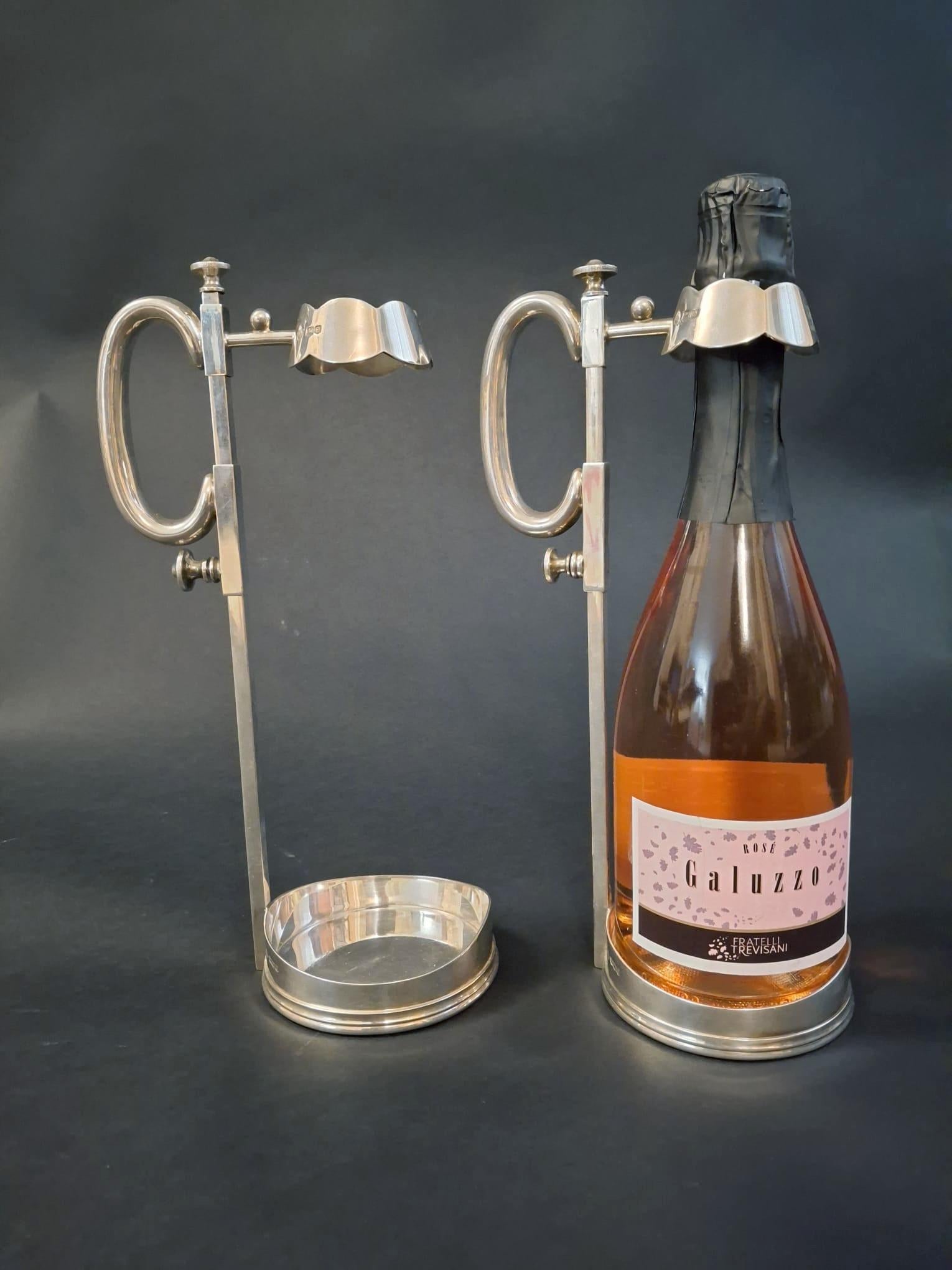 Pair of Sheffield Sterling 925 Wine Bottle Holders For Sale 4