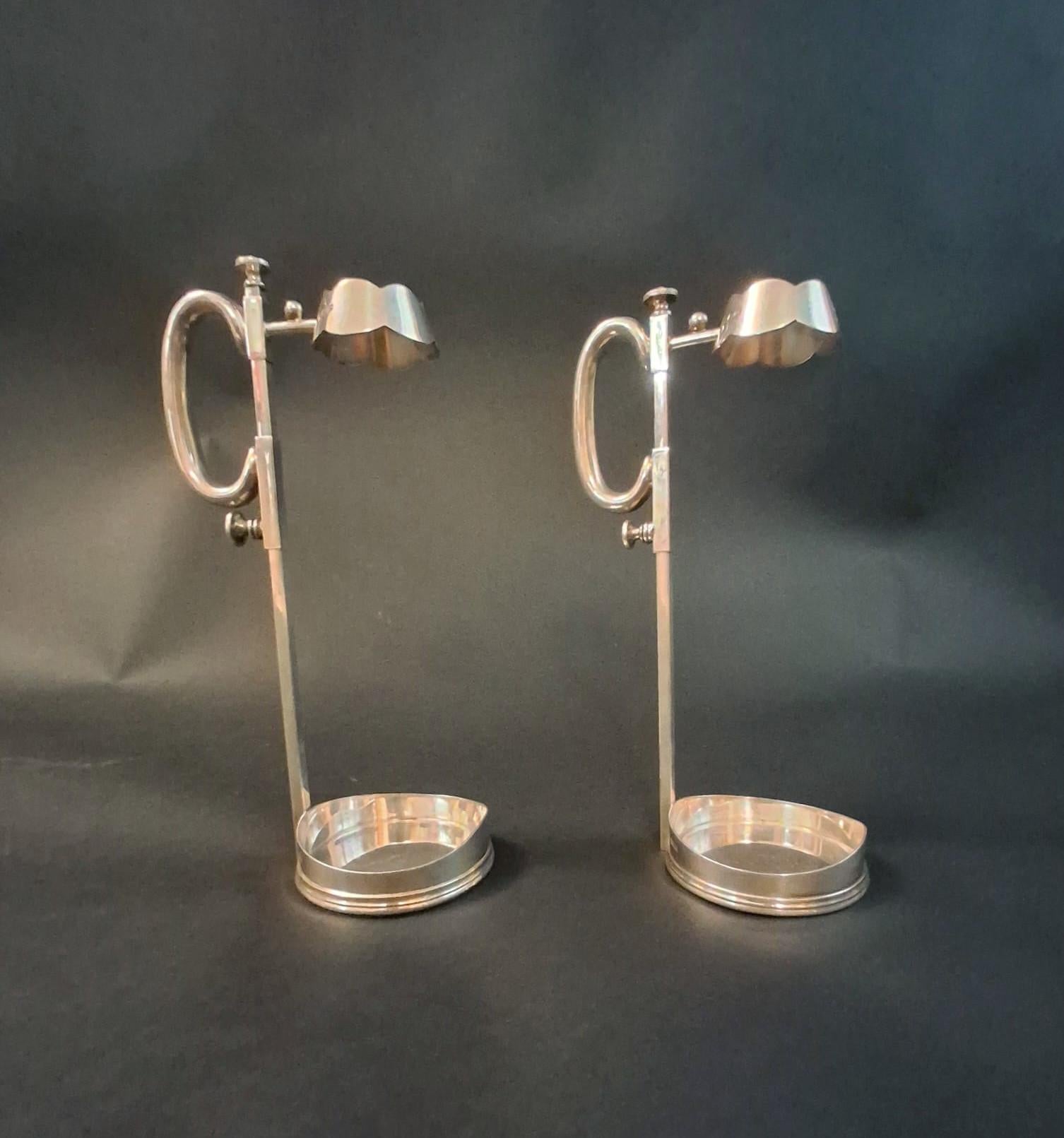 Antique English sterling silver 925 wine cradle holder or caddy / Made in Sheffield in 1922
Original stamps on the body
Measures: Height 12 inches, width 4 inches, depth 5.5 inches
1 pair available in stock in Italy
Order reference #: FABIOLTD K111