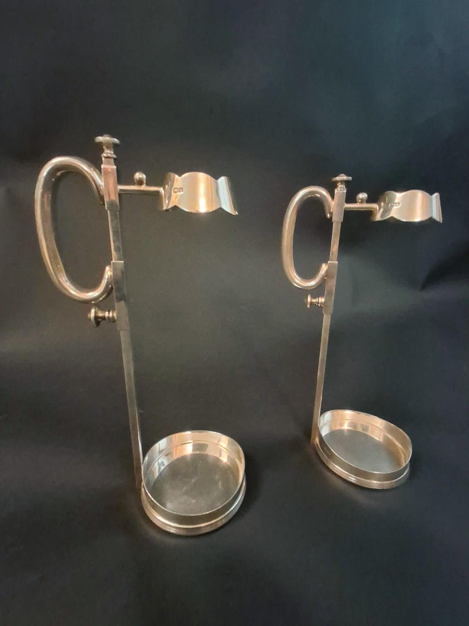 Pair of Sheffield Sterling 925 Wine Bottle Holders In Good Condition For Sale In Los Angeles, CA