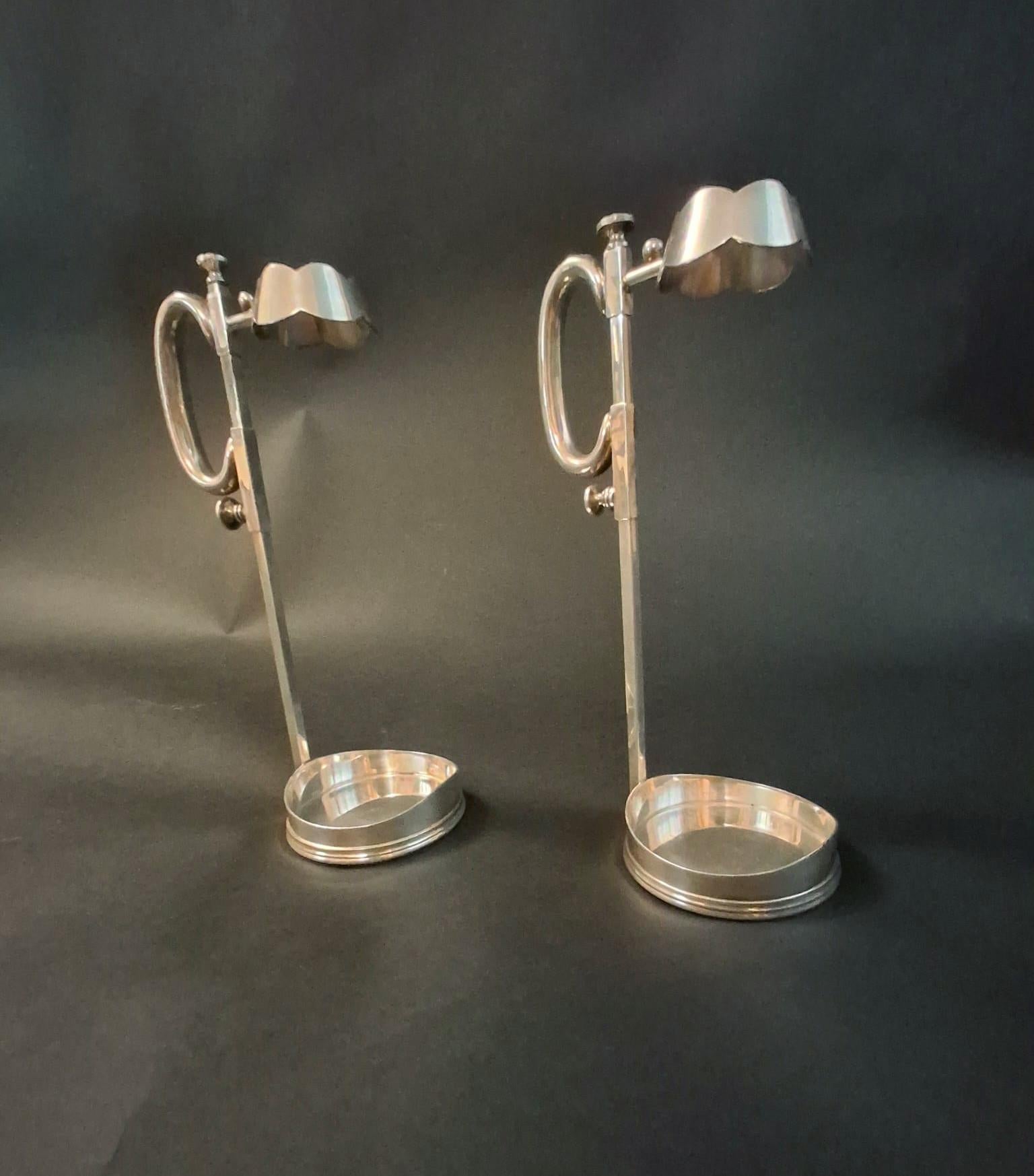 Sterling Silver Pair of Sheffield Sterling 925 Wine Bottle Holders For Sale