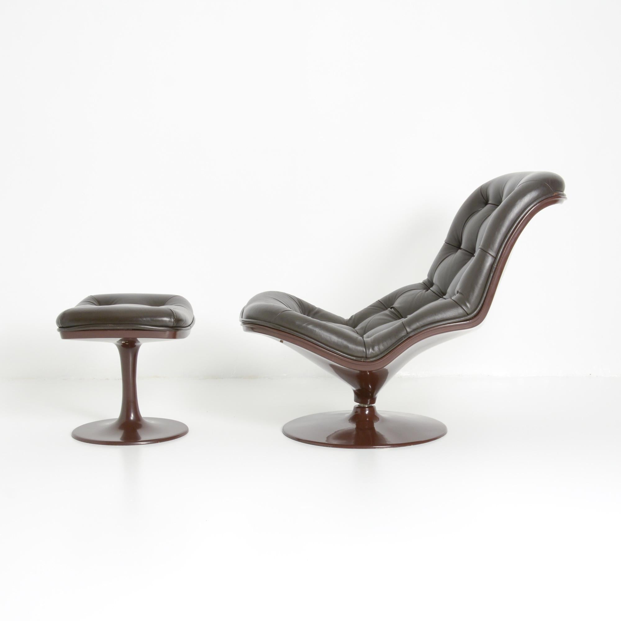 Pair of Shelby Lounge Chairs with Ottoman by Georges Van Rijck for Beaufort 4