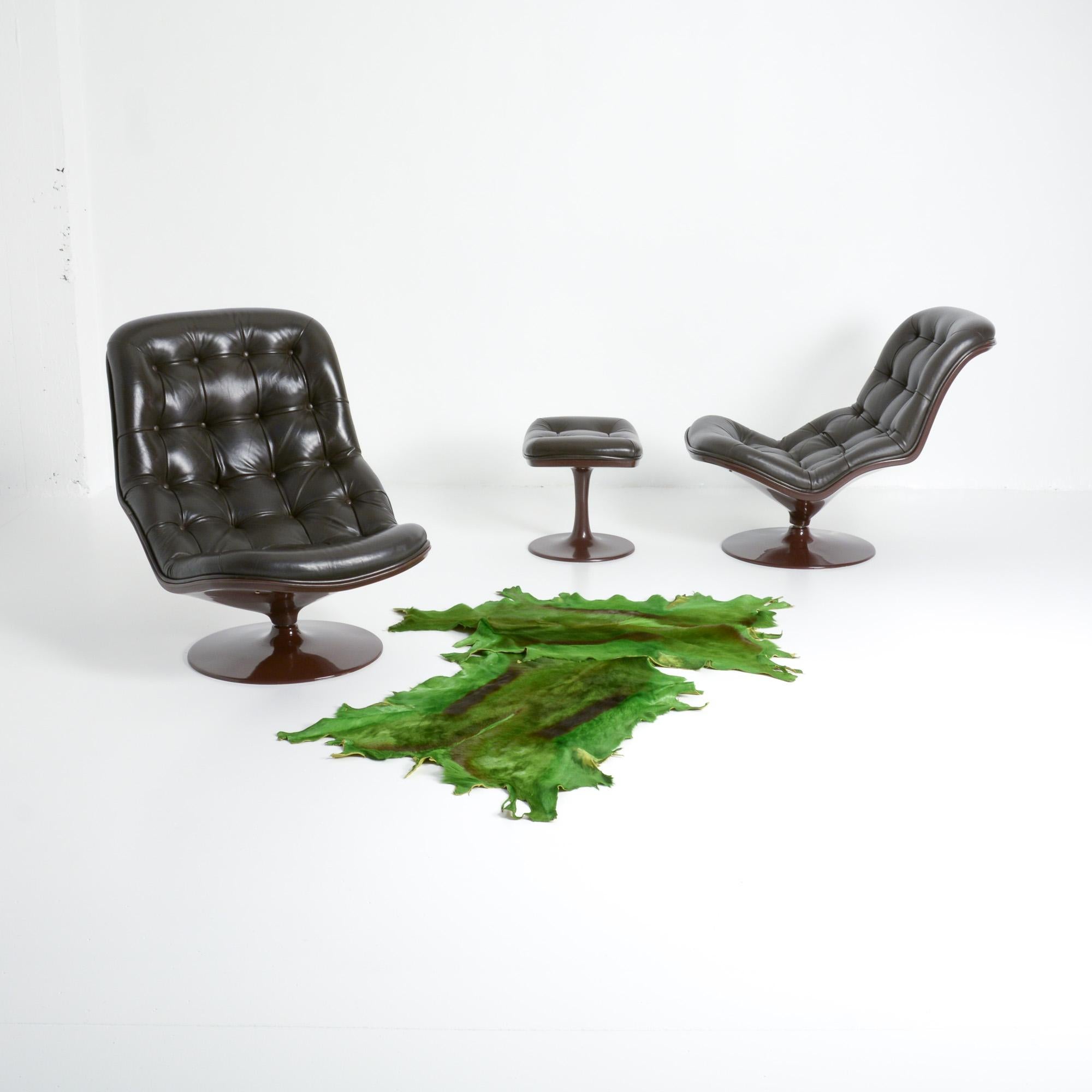 Pair of Shelby Lounge Chairs with Ottoman by Georges Van Rijck for Beaufort 5