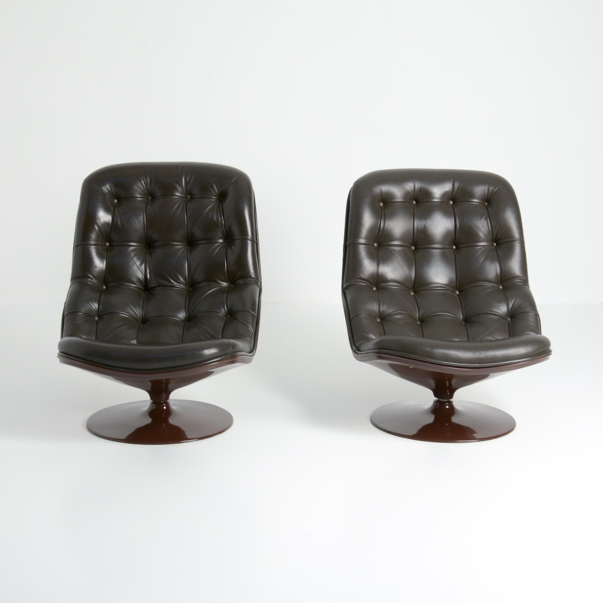 Modern Pair of Shelby Lounge Chairs with Ottoman by Georges Van Rijck for Beaufort