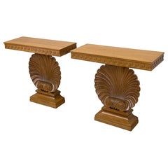 Pair of Shell Console Tables by Edward Wormley for Dunbar