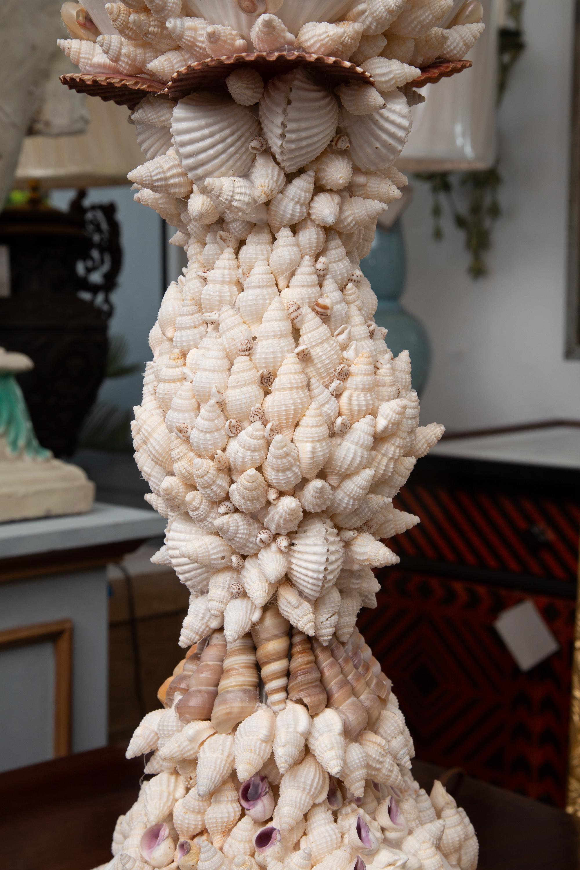 American Pair of Shell Encrusted Table Lamps
