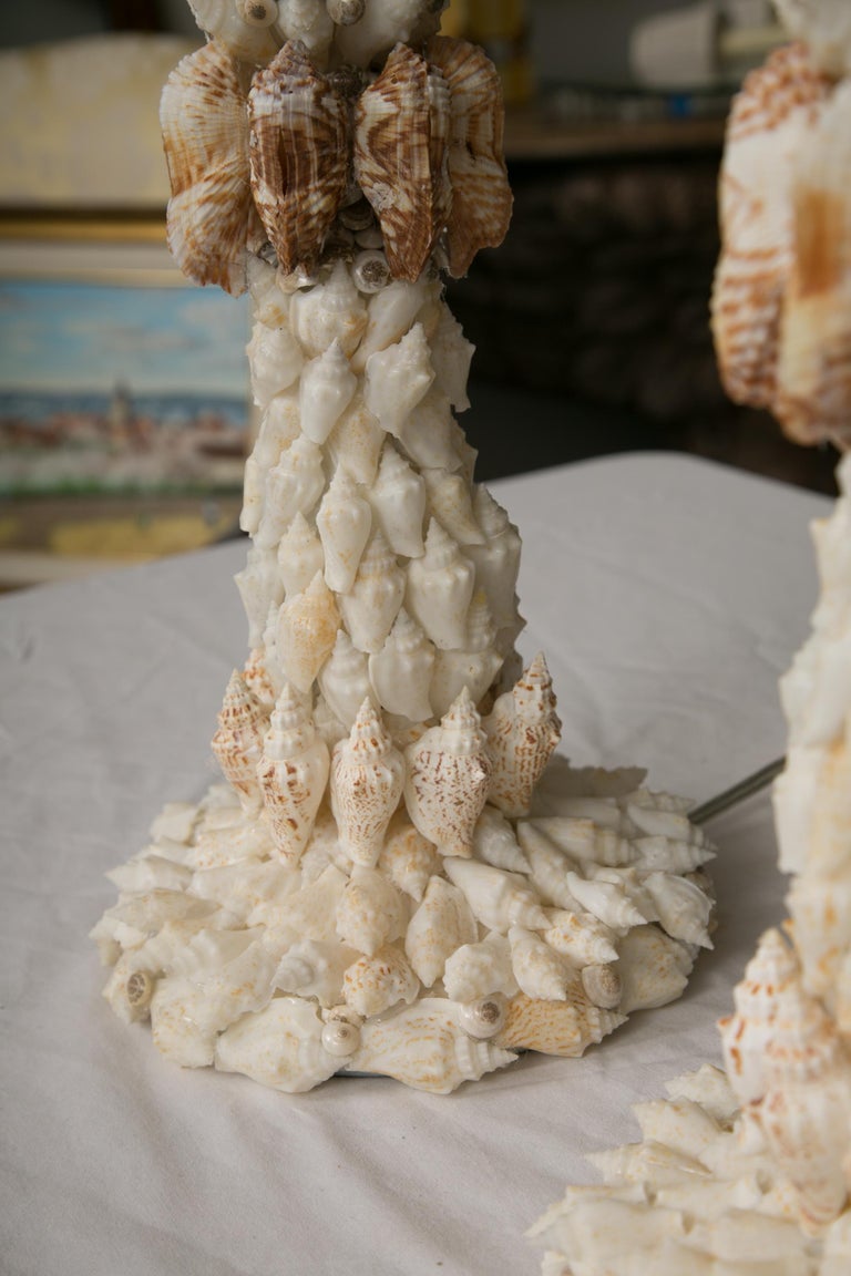Pair of Shell Encrusted Table Lamps at 1stDibs
