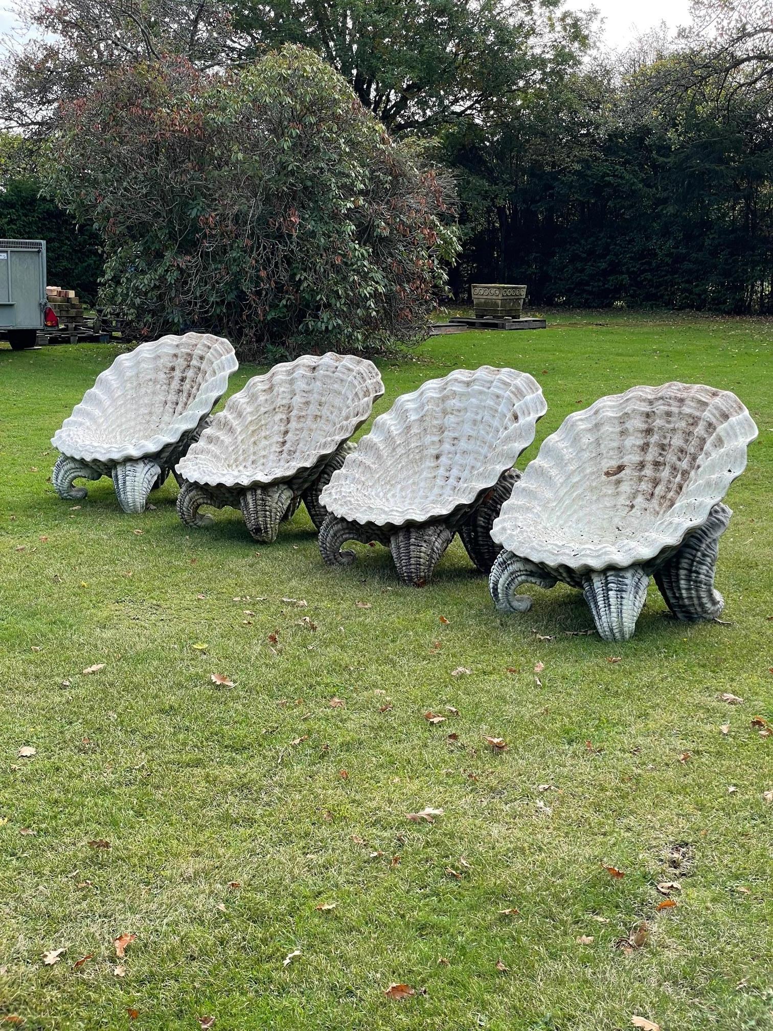 Composition Pair of Shell Grotto Garden Chairs, 20th Century For Sale