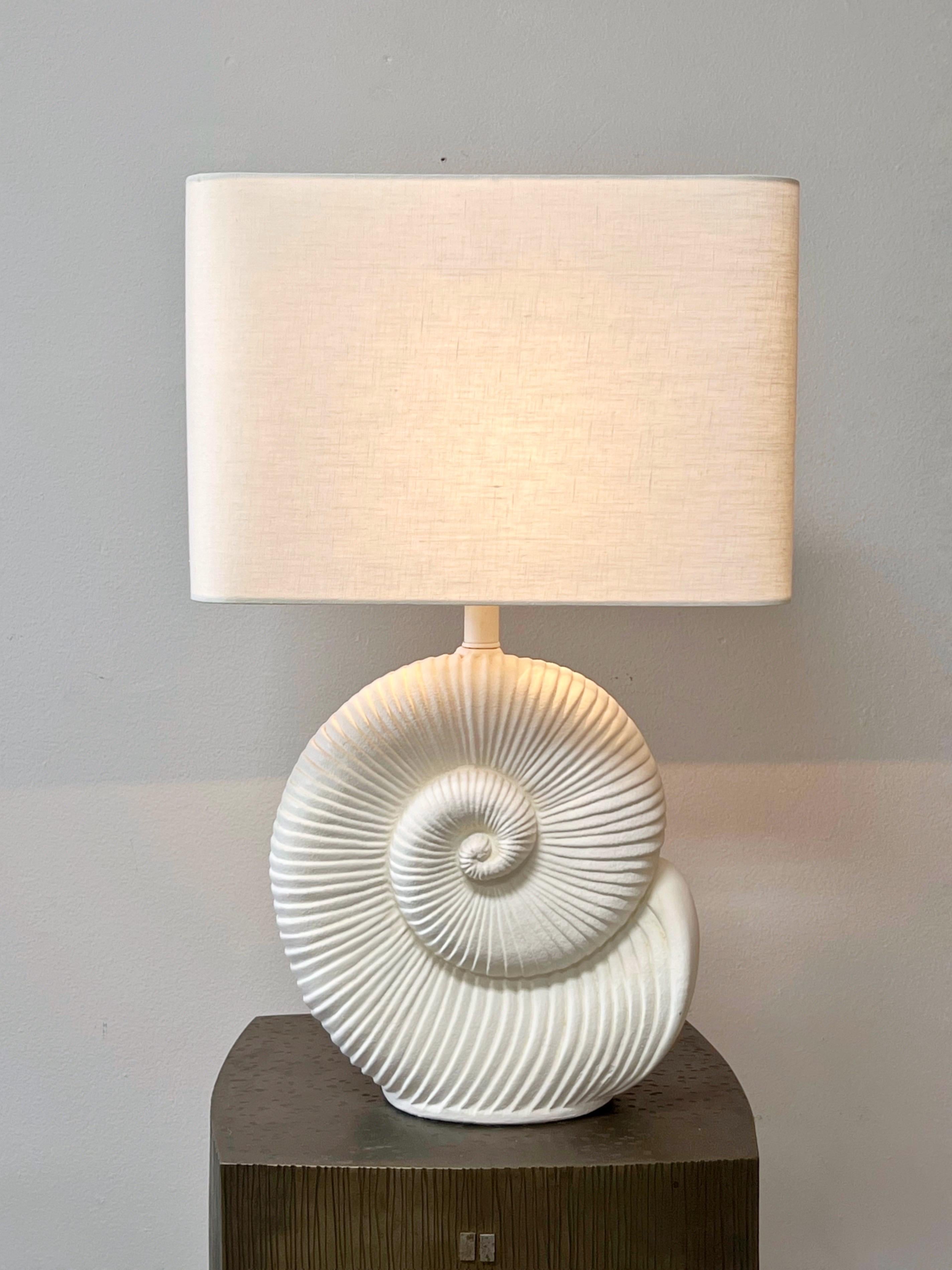American Pair of Shell Plaster Table Lamps Jean Charles Moreux Style