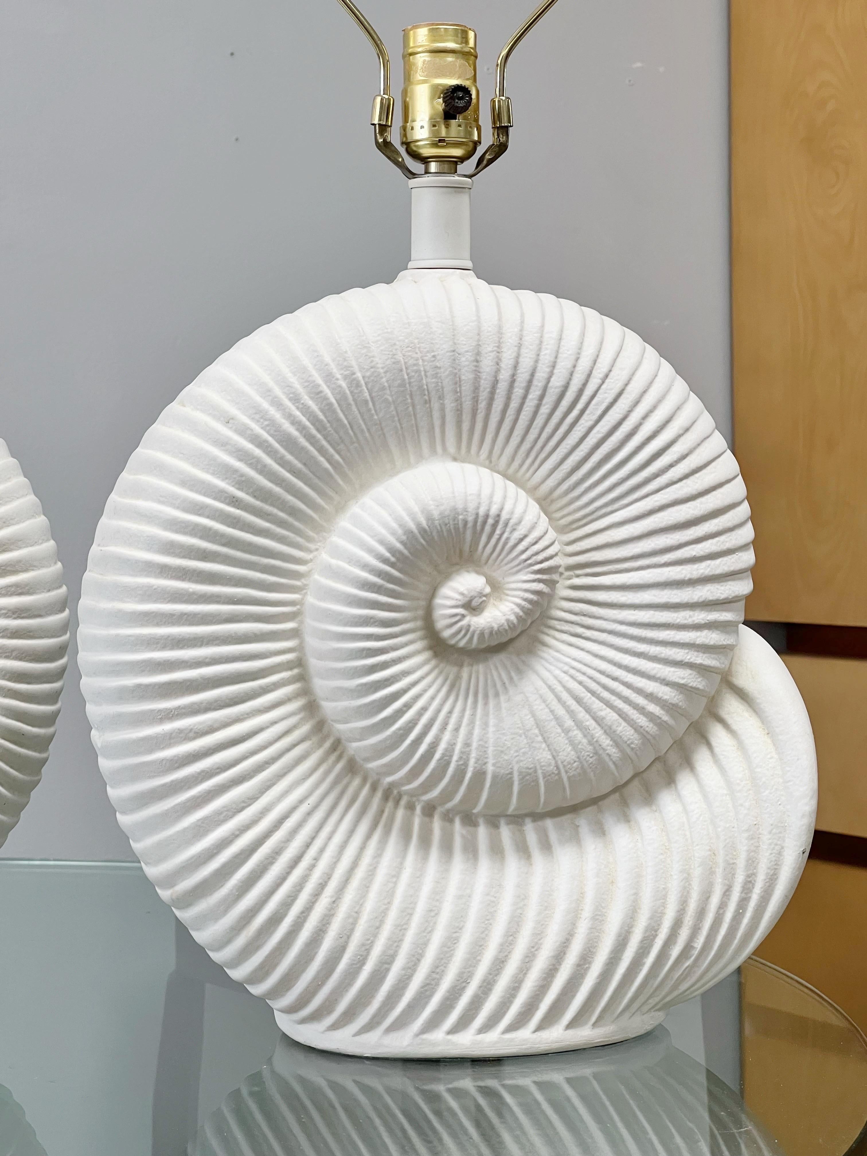 Pair of Shell Plaster Table Lamps Jean Charles Moreux Style 1