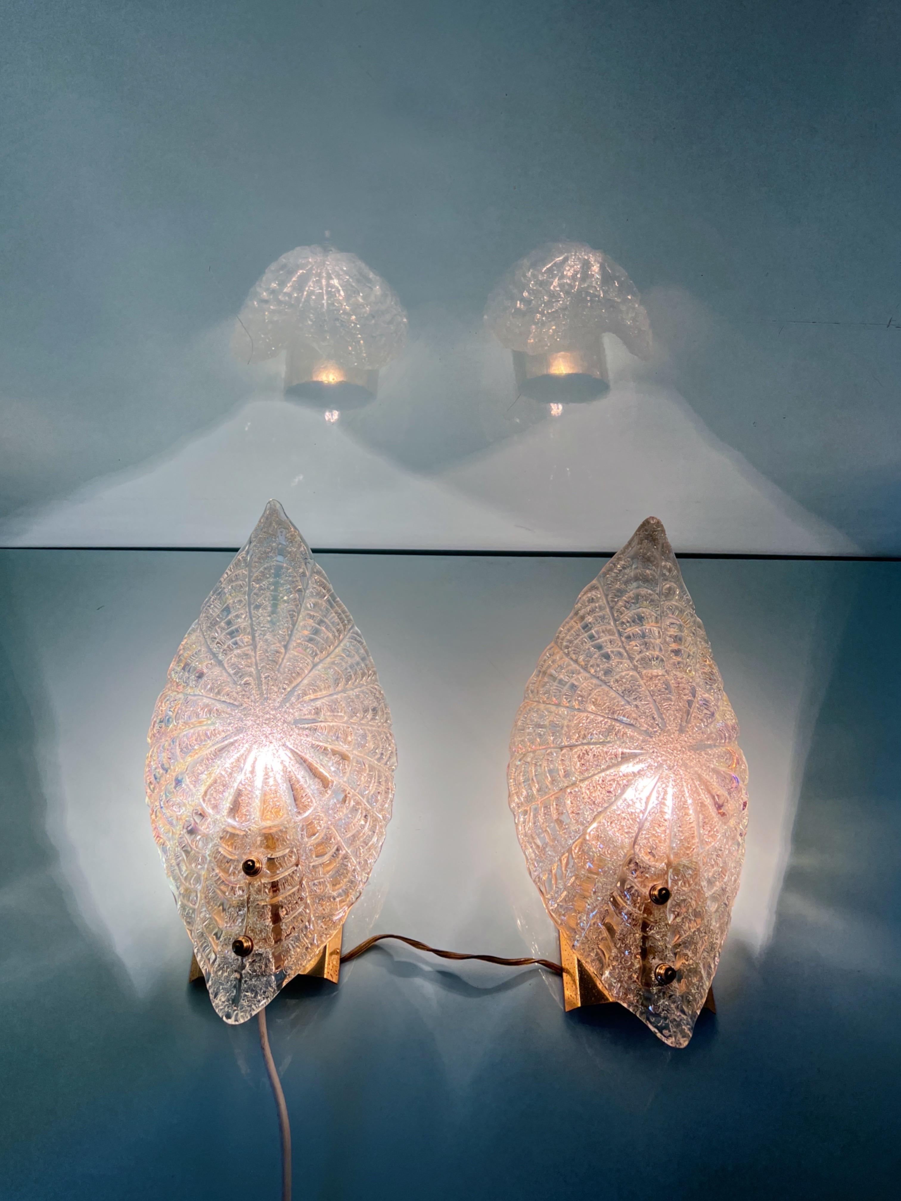 20th Century Pair of shell shaped 1980s Murano glass wall lights  For Sale