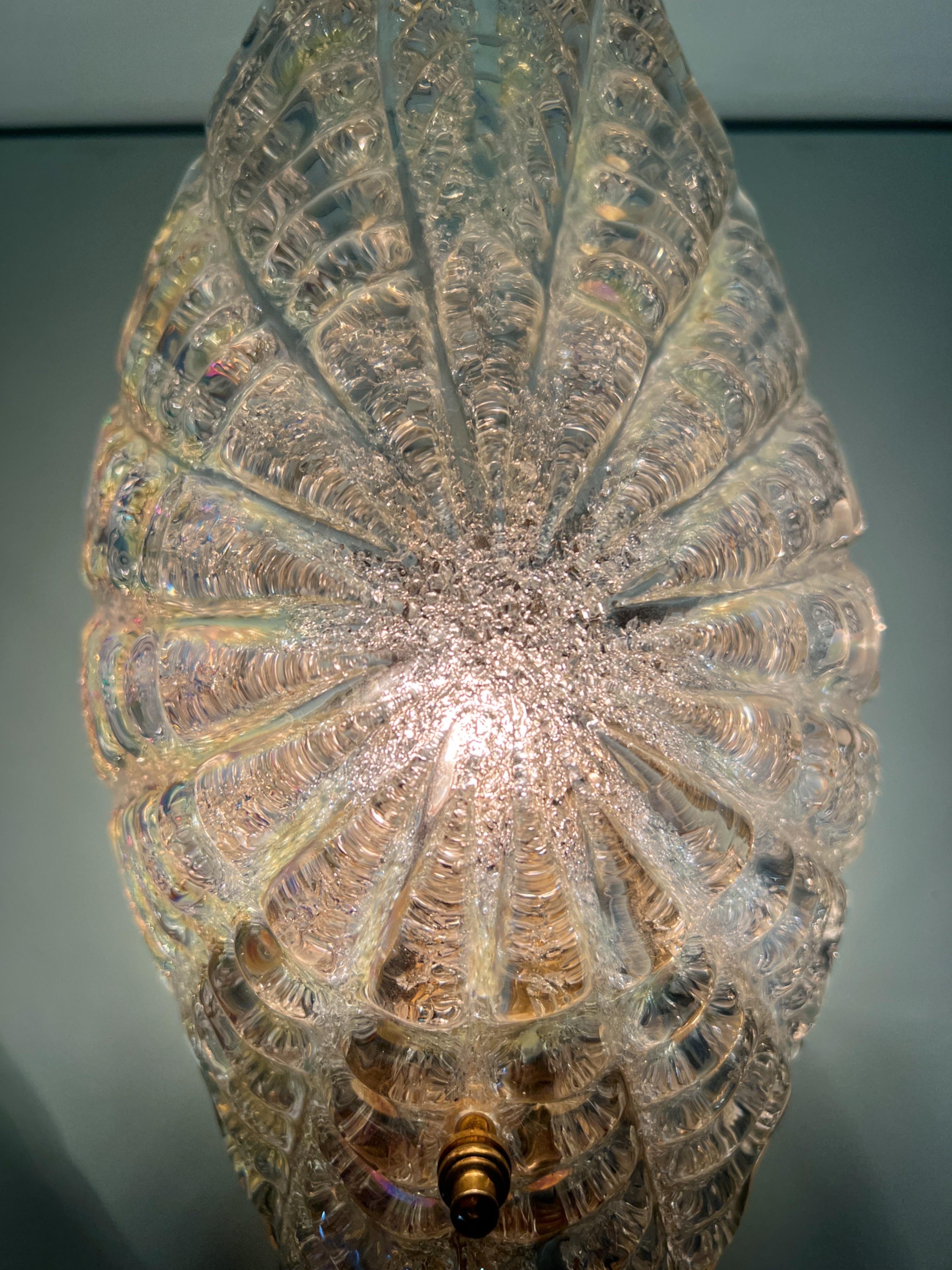 Paire d'appliques en verre de Murano en forme de coquillage des années 1980  1