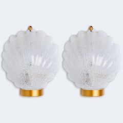 Pair of Shell Shaped Brass and Glass Wall Lights, Limburg, Germany