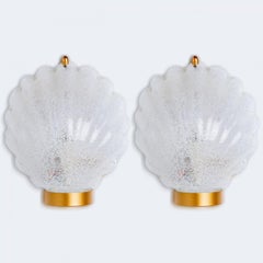 Pair of Shell Shaped Brass and Glass Wall Lights, Limburg, Germany