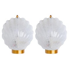 Pair of Shell Shaped Brass and Glass Wall Lights, Limburg, Germany