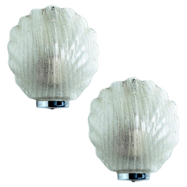 Pair of Shell Shaped Glass Wall Lights, Limburg, Germany