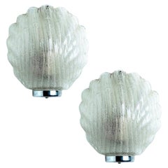 Pair of Shell Shaped Glass Wall Lights, Limburg, Germany