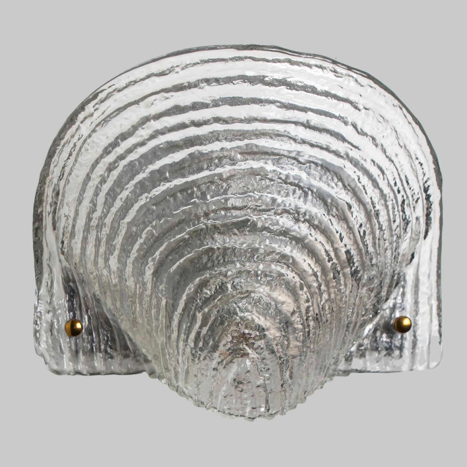 Other Pair of Shell Shaped Ribble Glass Wall Lights, Germany