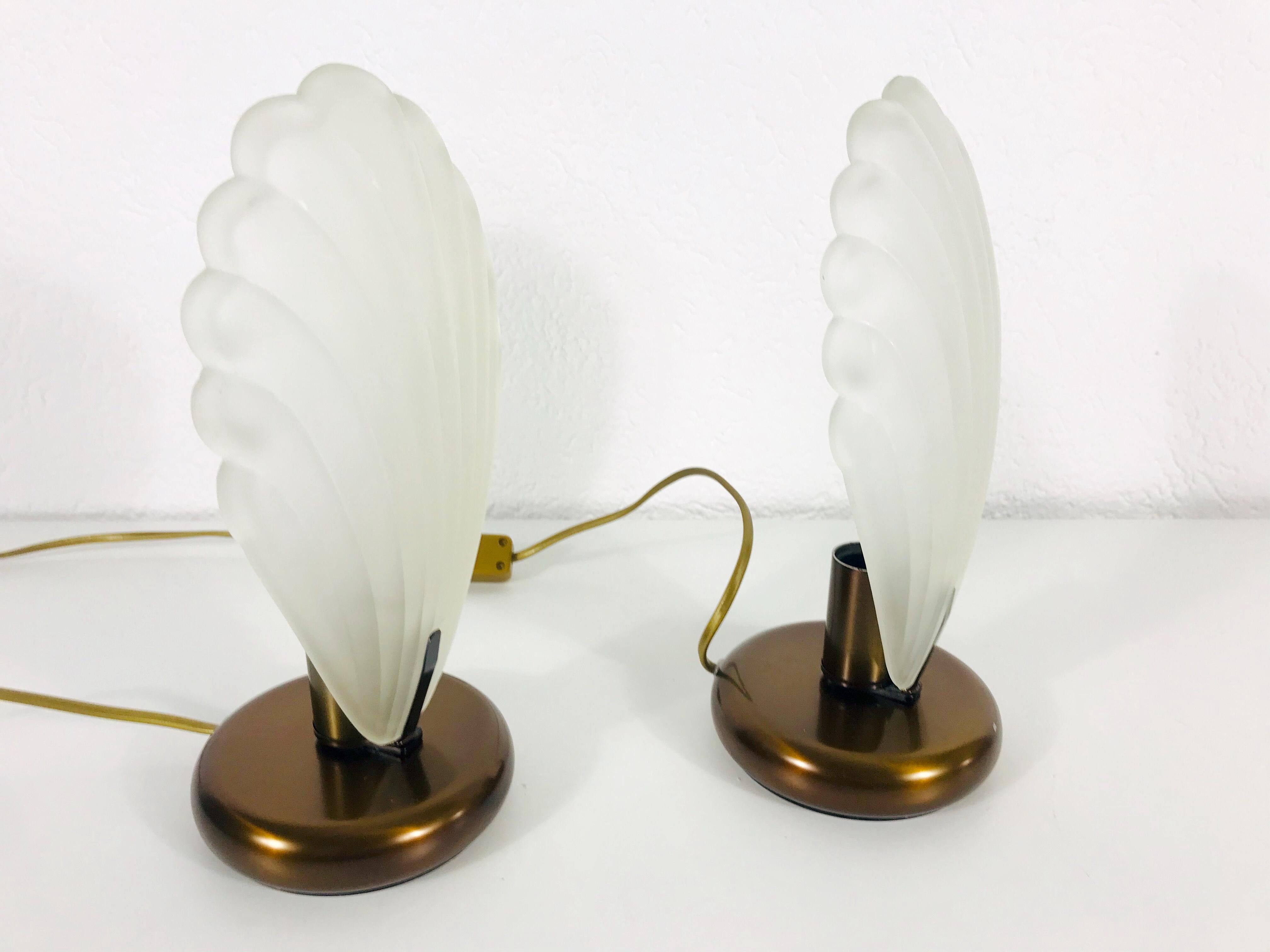 Pair of Shell Shaped Table Lamps by AF Cinquanta, 1980s In Good Condition In Hagenbach, DE
