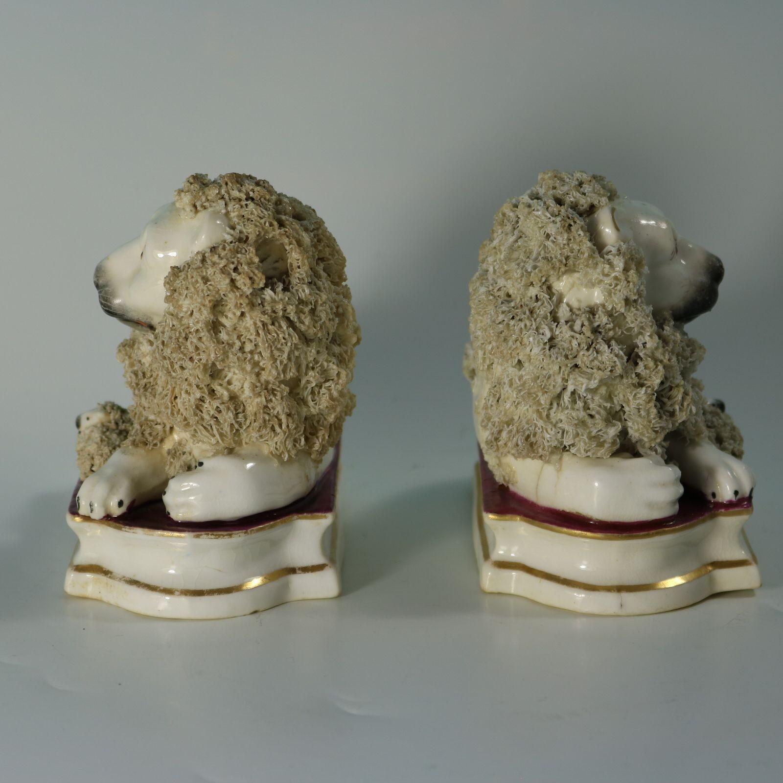 Coppia di figure di leoni e agnelli dello Staffordshire di Shelton In condizioni buone in vendita a Chelmsford, Essex