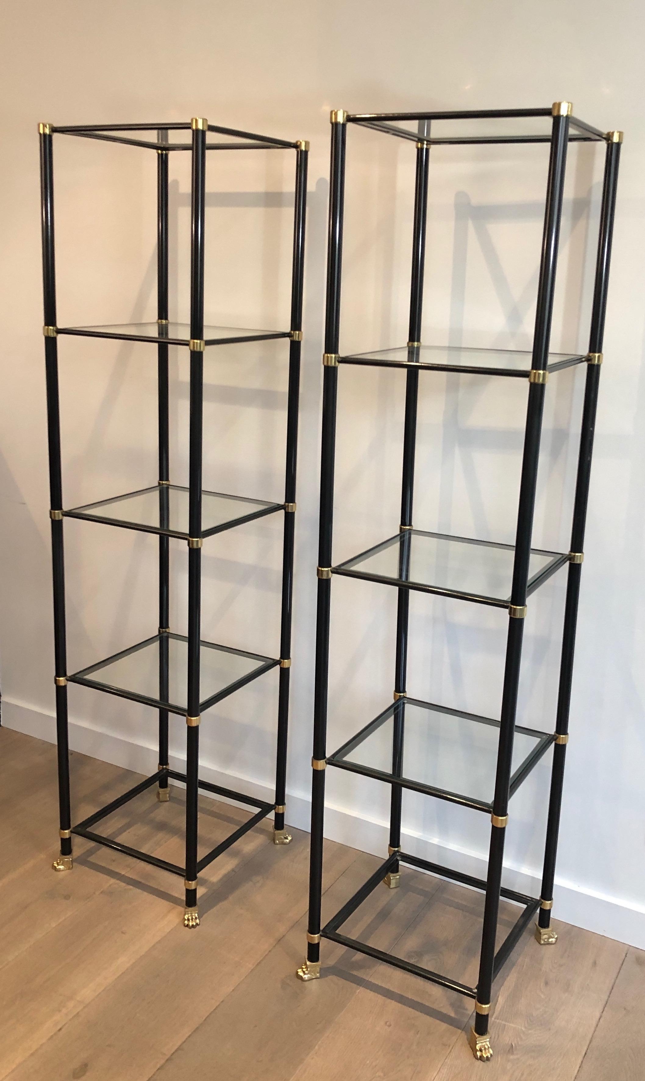 brass and glass shelves