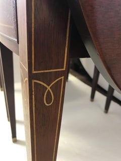 Pair of Sheraton Mahogany Inlay Drop Leaf Pembroke End Tables