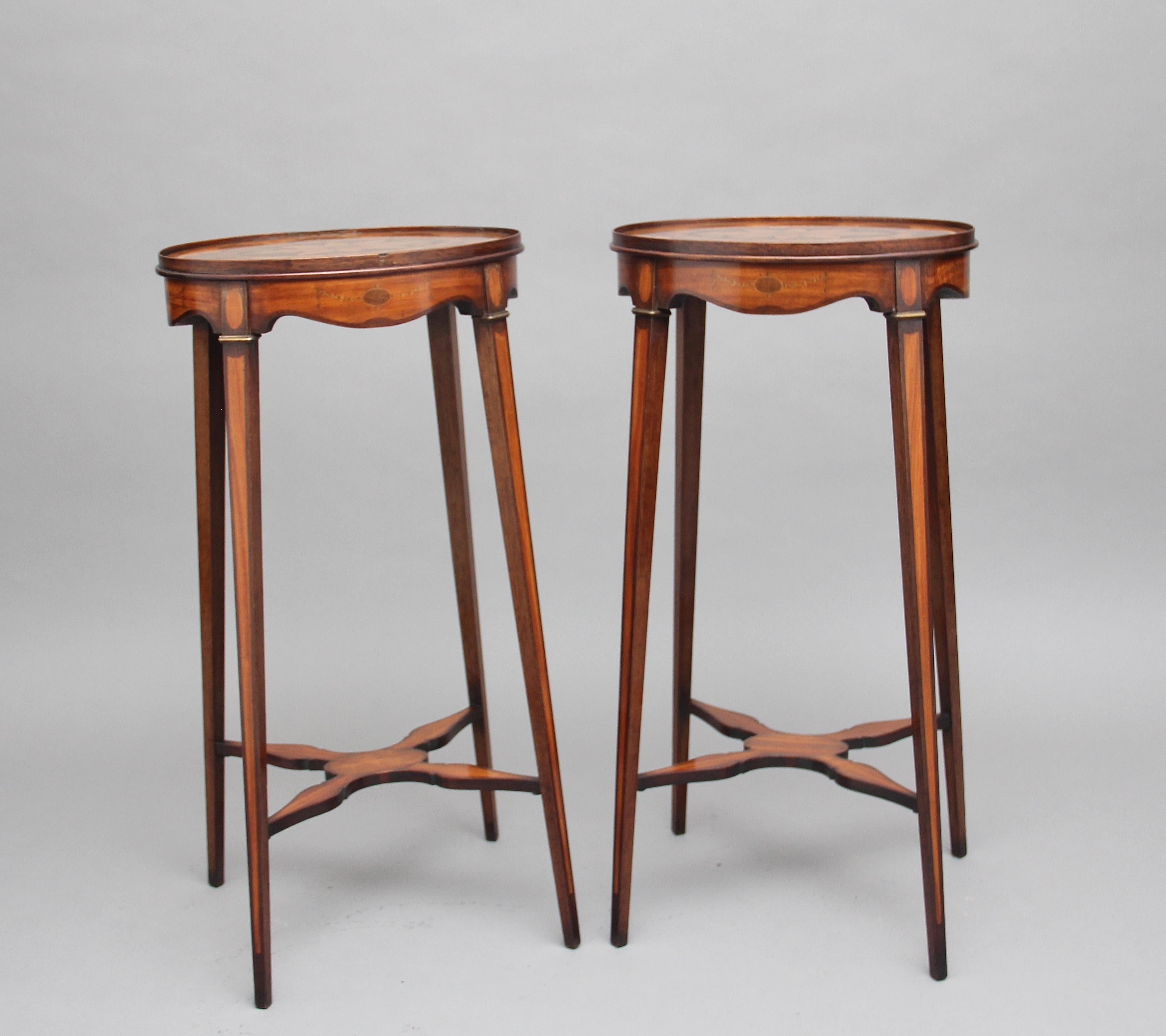 Pair of Sheraton Revival Mahogany and Inlaid Urn Stands For Sale 4