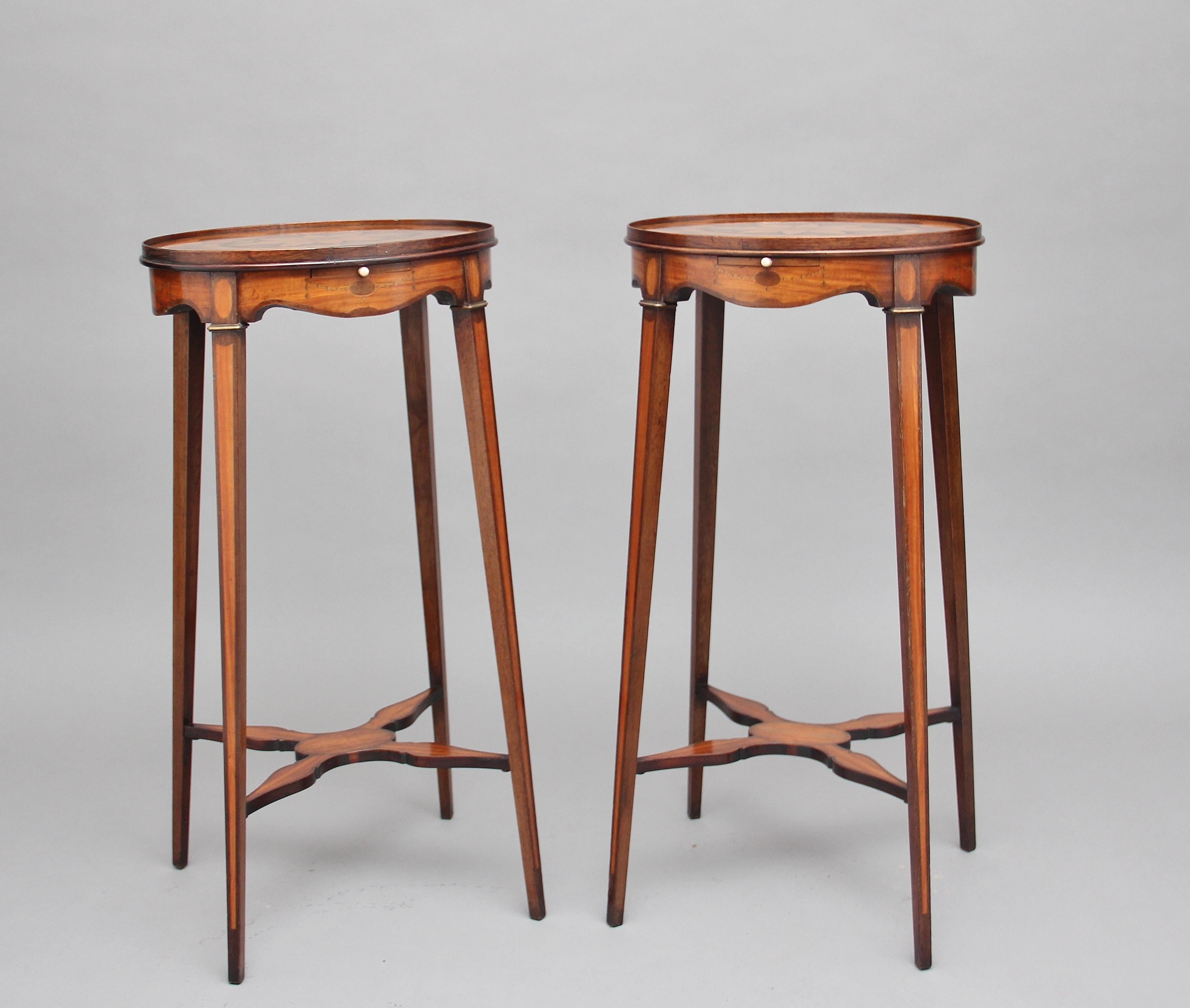 Pair of Sheraton Revival Mahogany and Inlaid Urn Stands For Sale 1