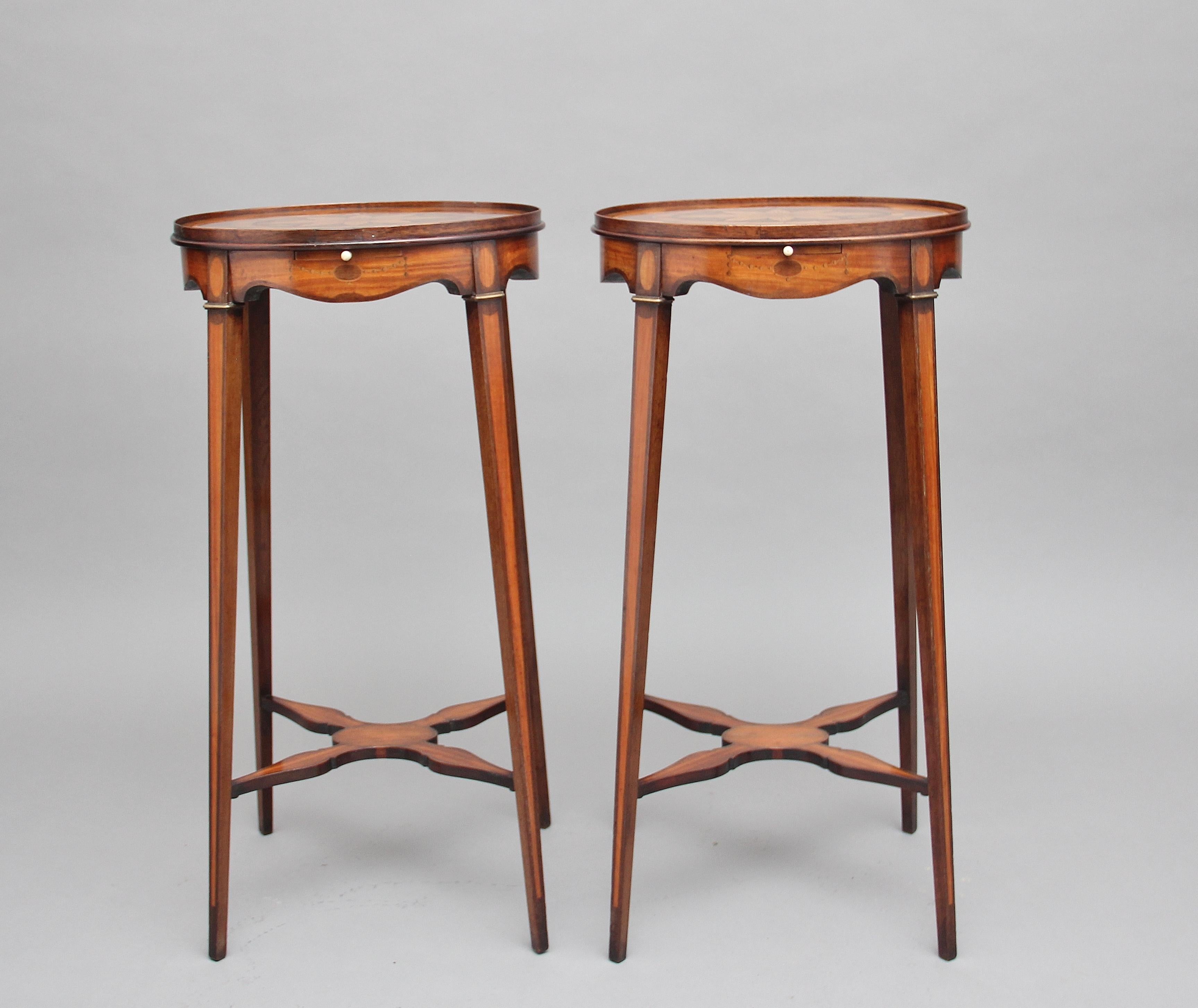 Pair of Sheraton Revival Mahogany and Inlaid Urn Stands For Sale 2