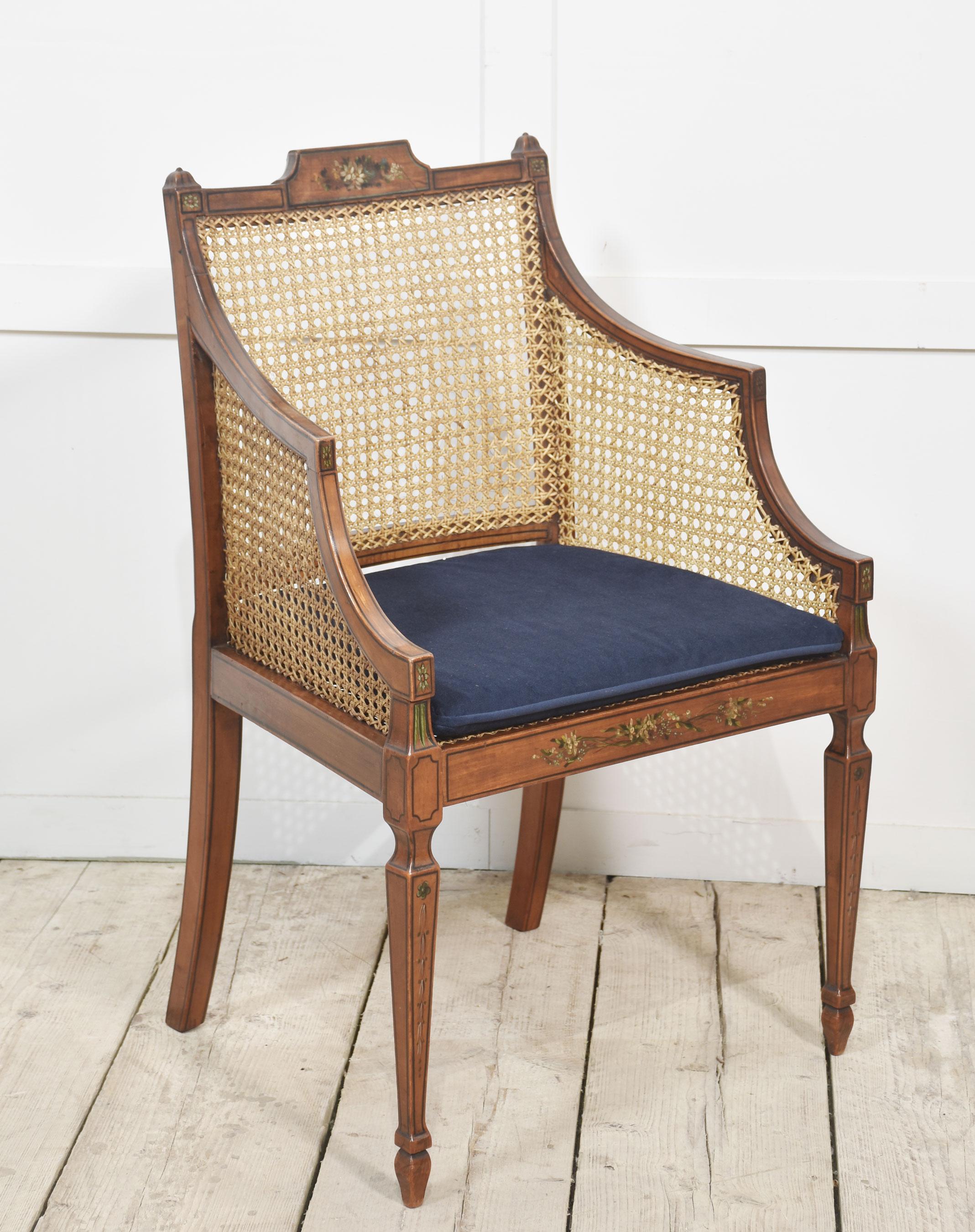 Paar Sessel aus Satinholz und Bergere im Sheraton-Revival-Stil im Zustand „Gut“ im Angebot in Cheshire, GB