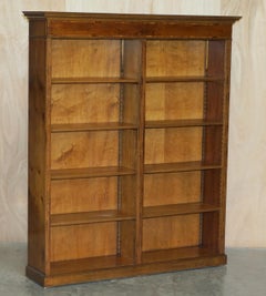 Pair of Sheraton Revival Satinwood, Burr Walnut & Yew Wood Library Bookcases
