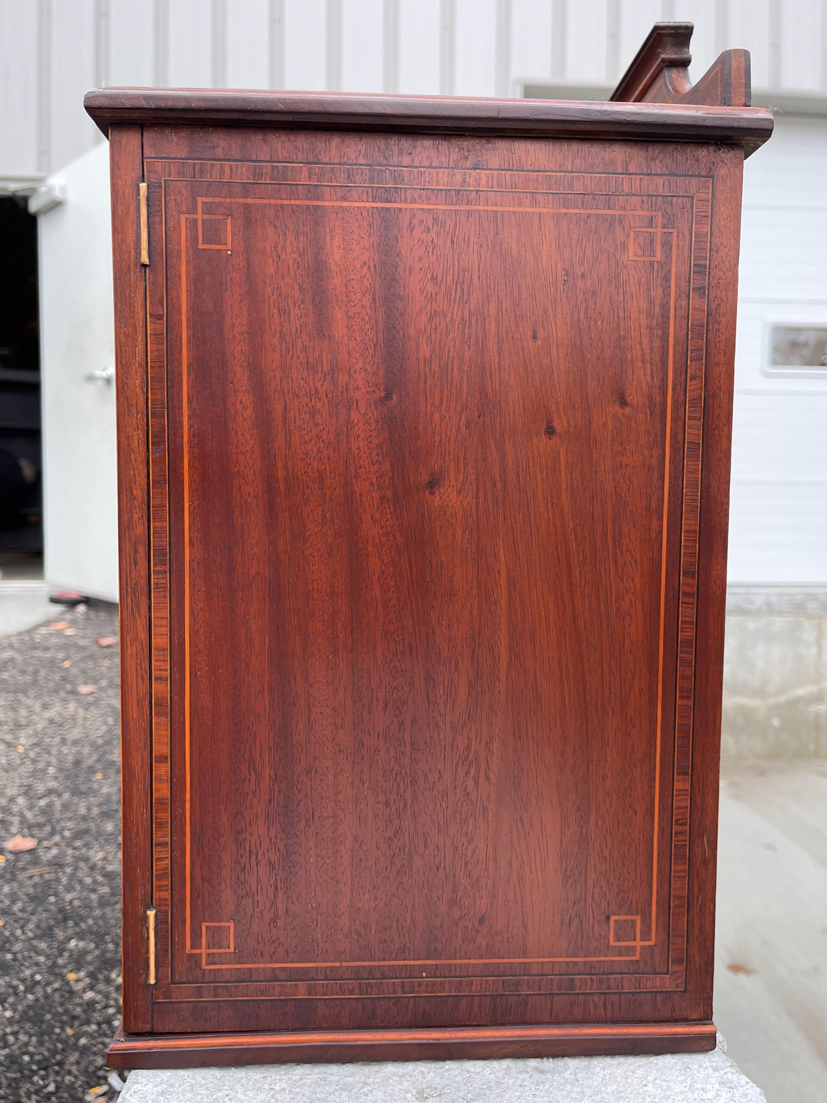 Pair of Sheraton Revival Small Locking Cabinets For Sale 5