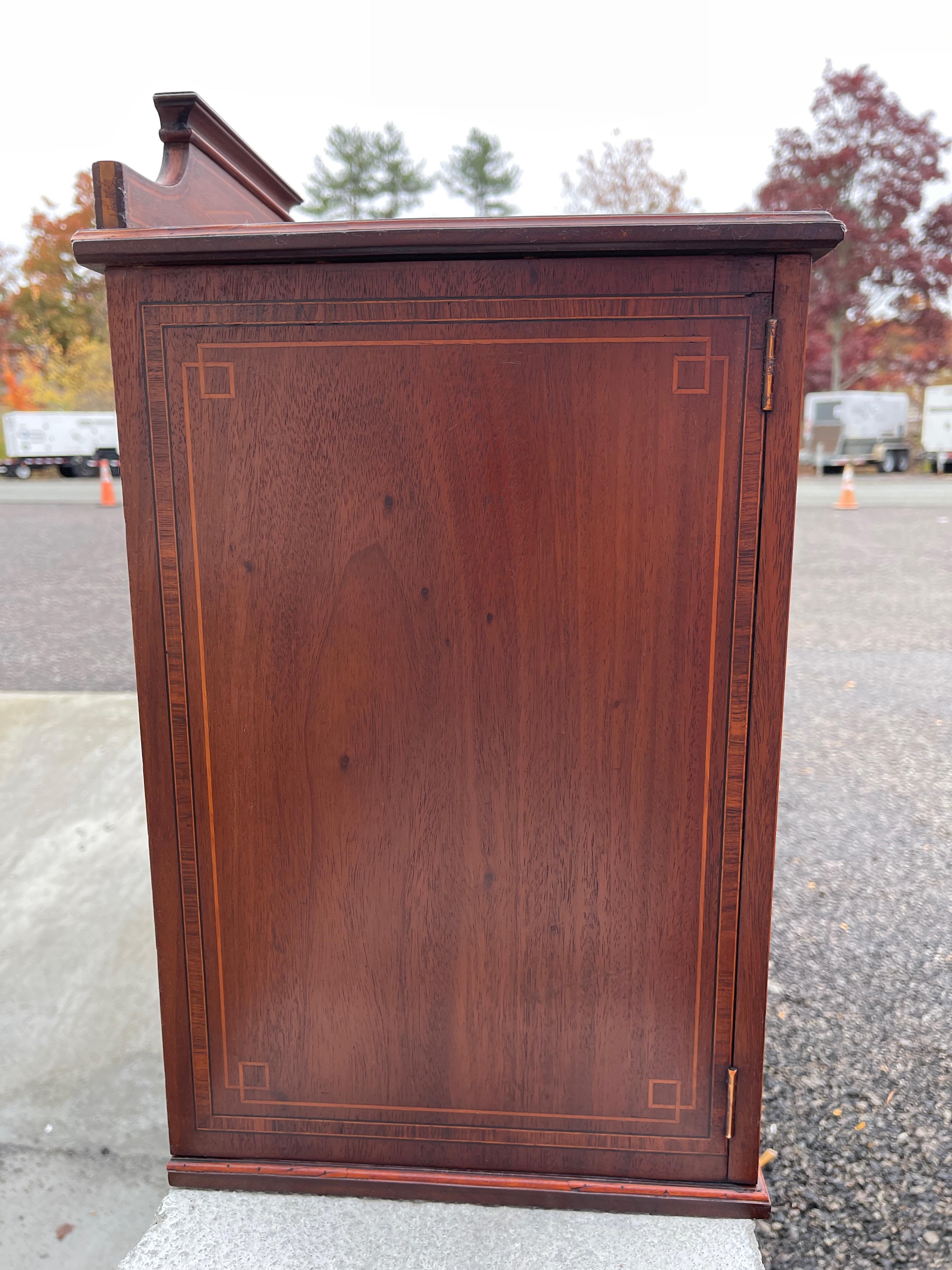 Pair of Sheraton Revival Small Locking Cabinets For Sale 6