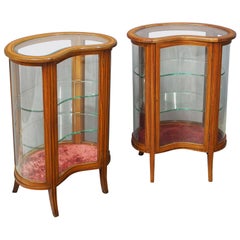 Pair of Sheraton Style Kidney Display Cabinets