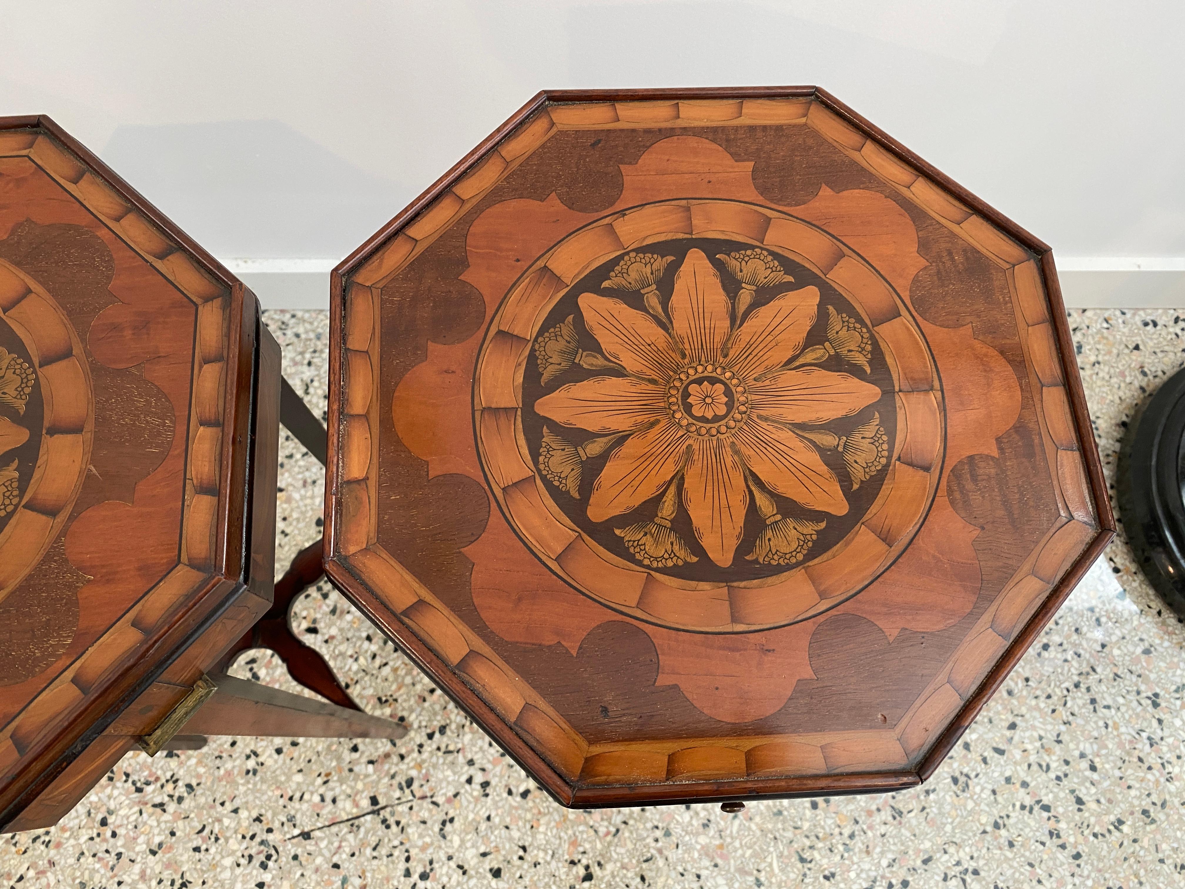 Pair of Sheraton Style Marquetry Tables 5