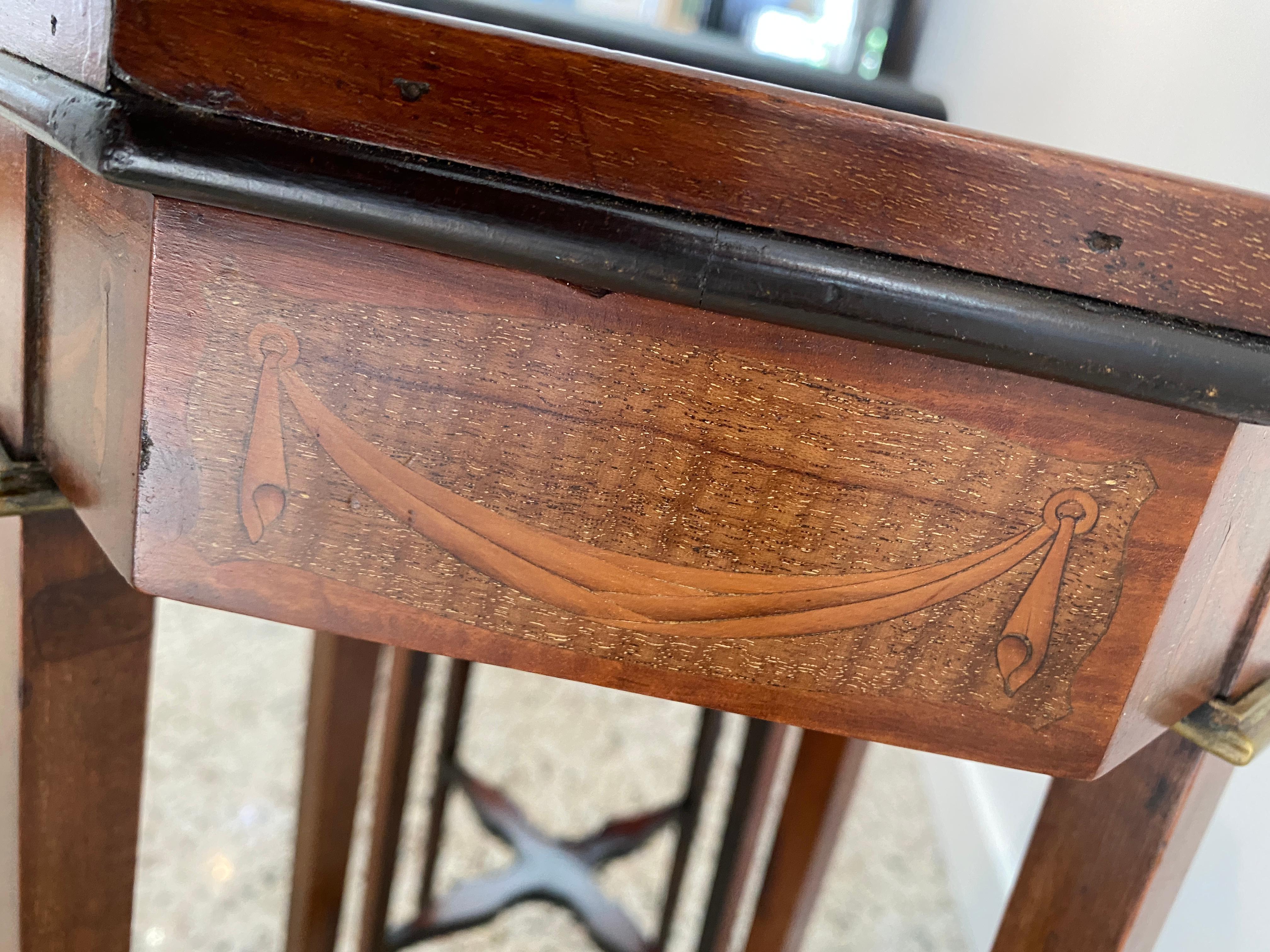 Pair of Sheraton Style Marquetry Tables 7