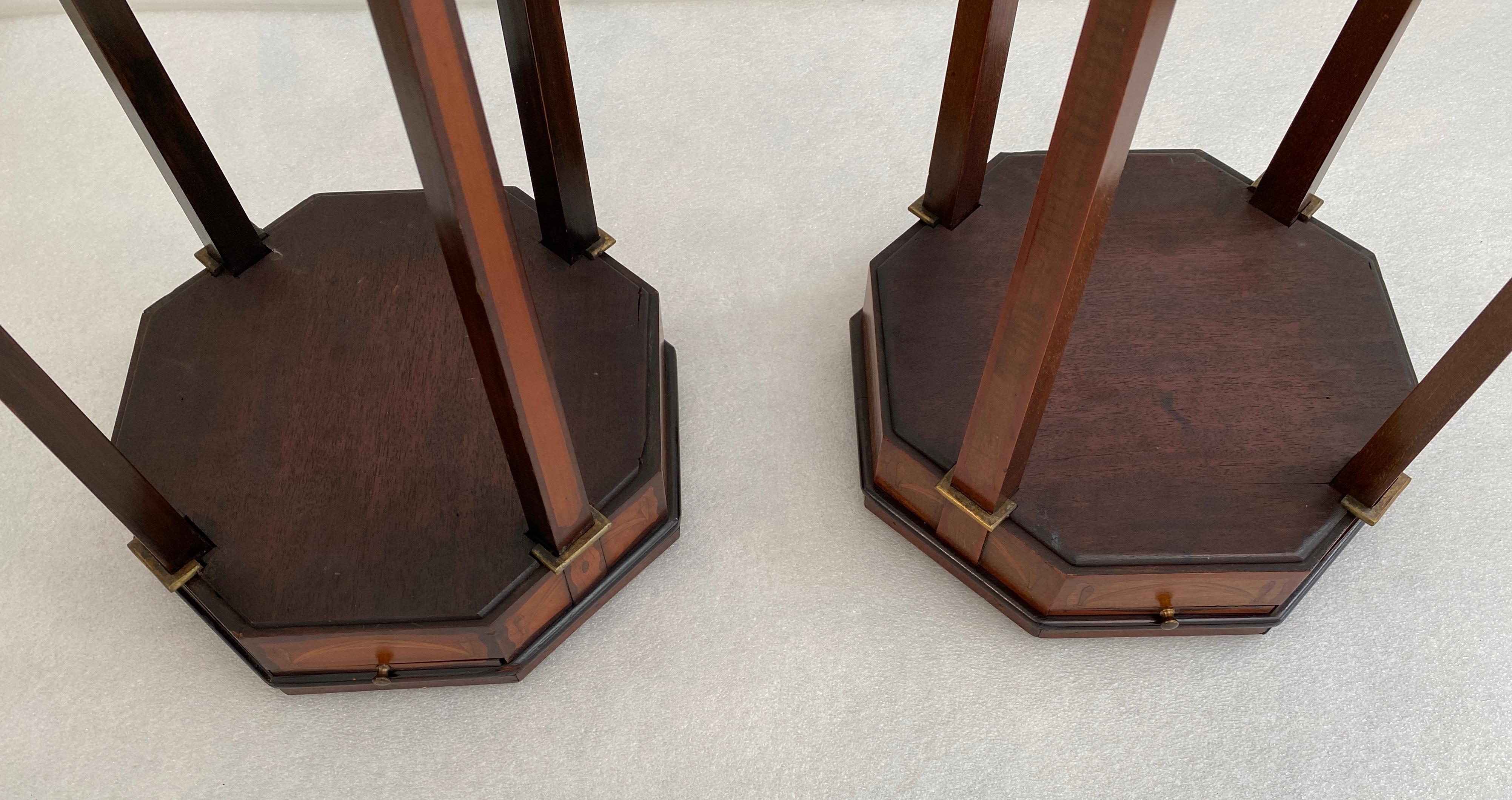 Pair of Sheraton Style Marquetry Tables 11