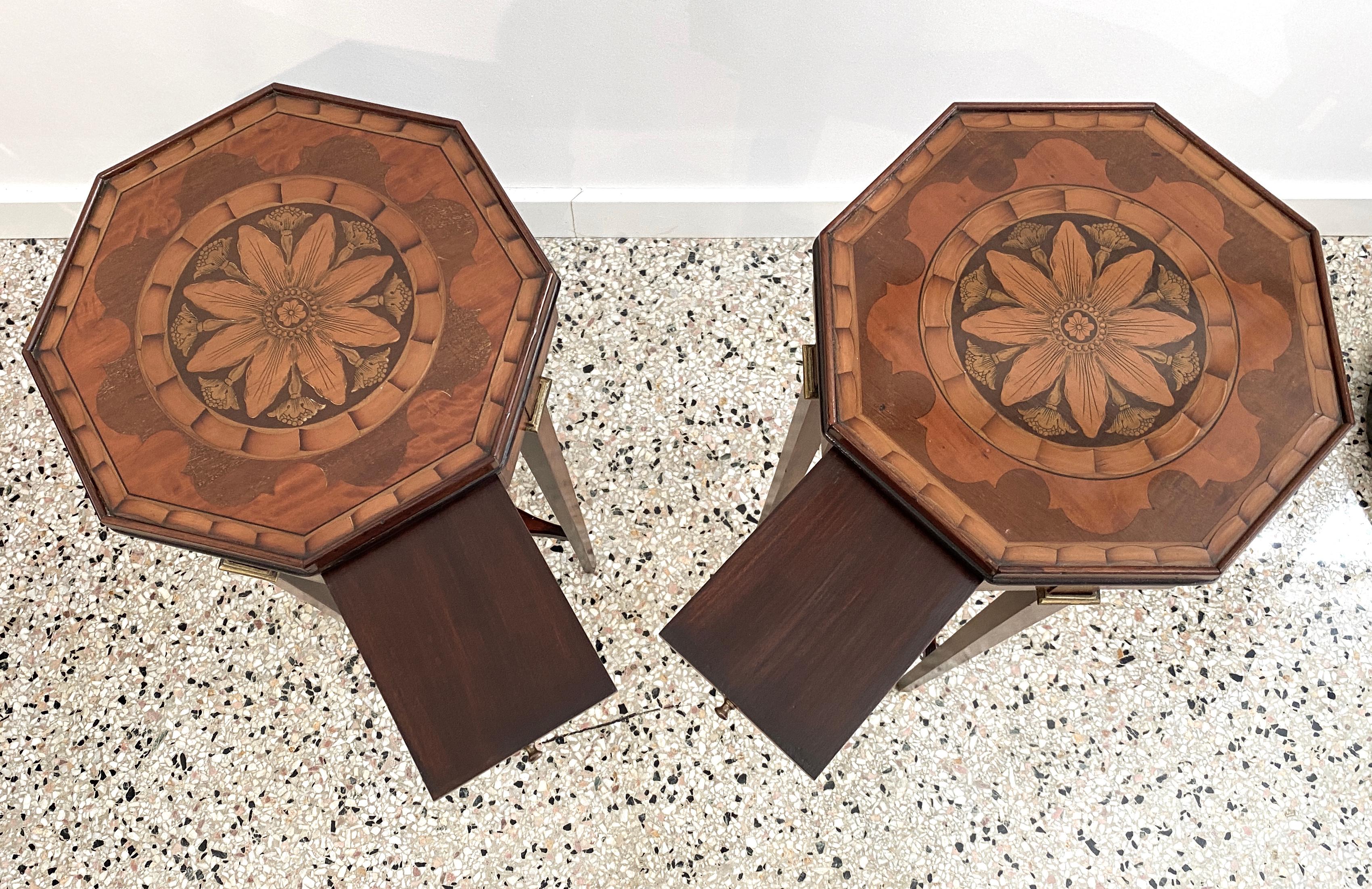 Pair of Sheraton Style Marquetry Tables 1