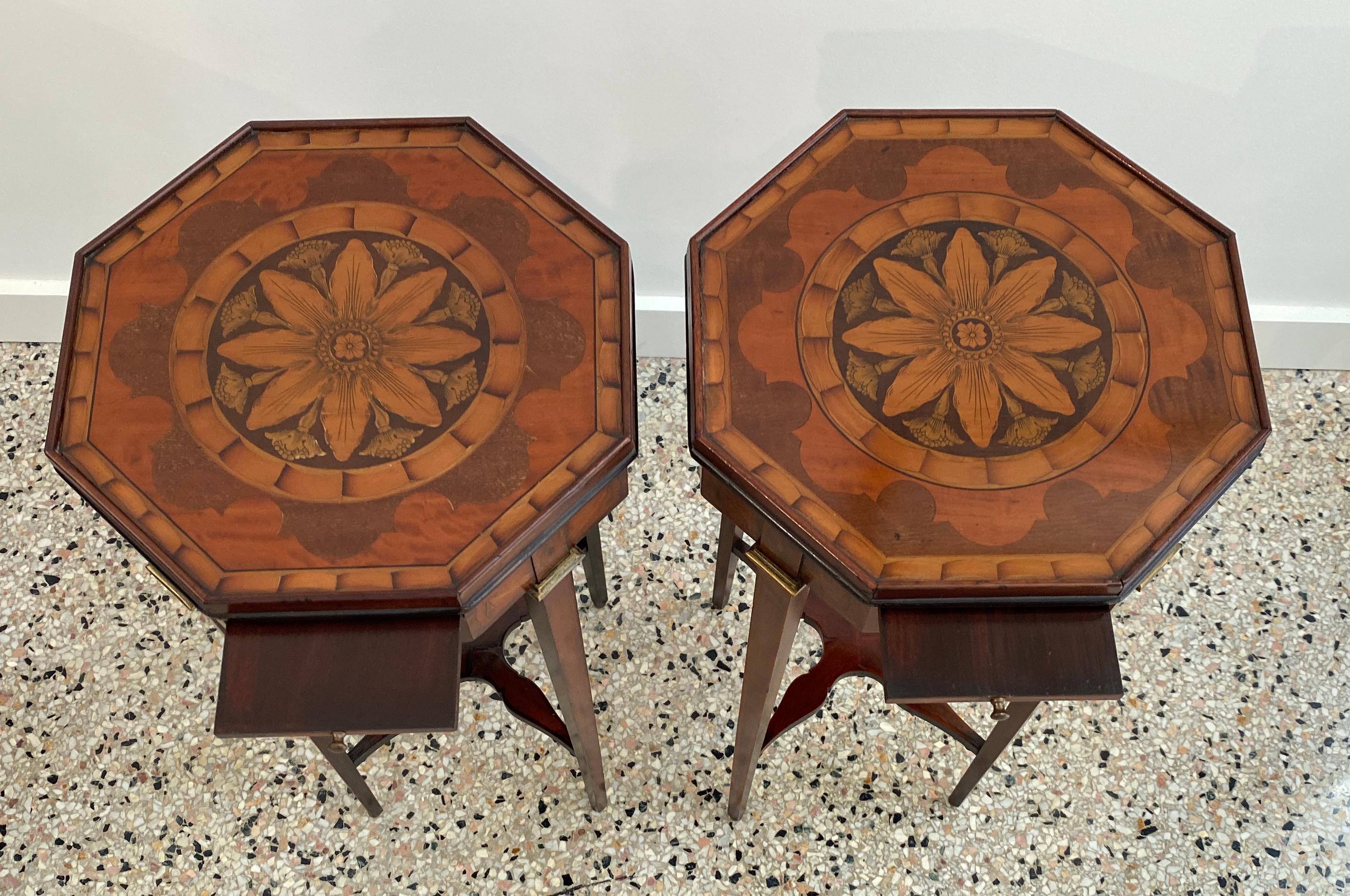 Pair of Sheraton Style Marquetry Tables 2