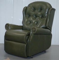 Paire de fauteuils de relaxation en cuir vert Sherborne Lynton Upholstery