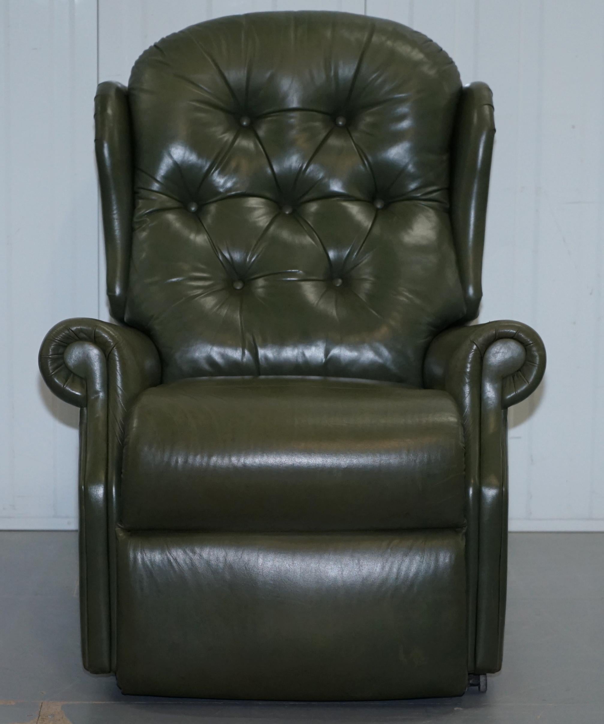 green leather recliner chair