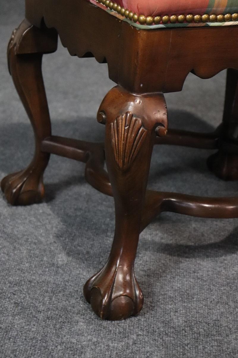 American Pair of Carved Ball and Claw Georgian Style Mahogany Stools Benches